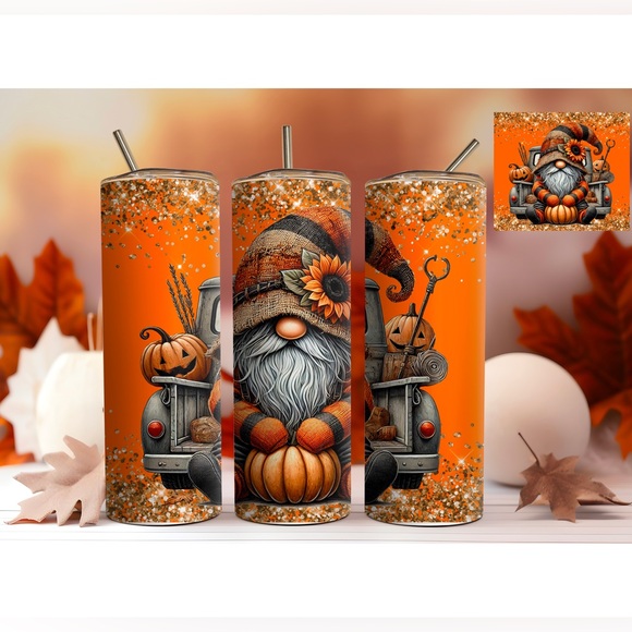 (1) Fall Gnome Tumbler,  Autumn Tumbler - Picture 1 of 4